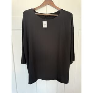 J.Jill Wearever Collection XL Black Blouse NWT Rayon Sleeves/Back *Read